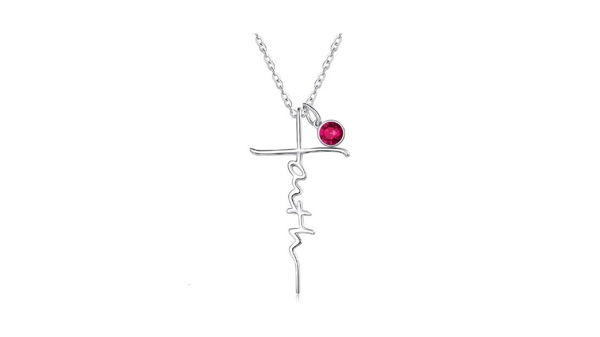 Faith Necklace Gifts White Gold Religious Cross Confirmation Baptism