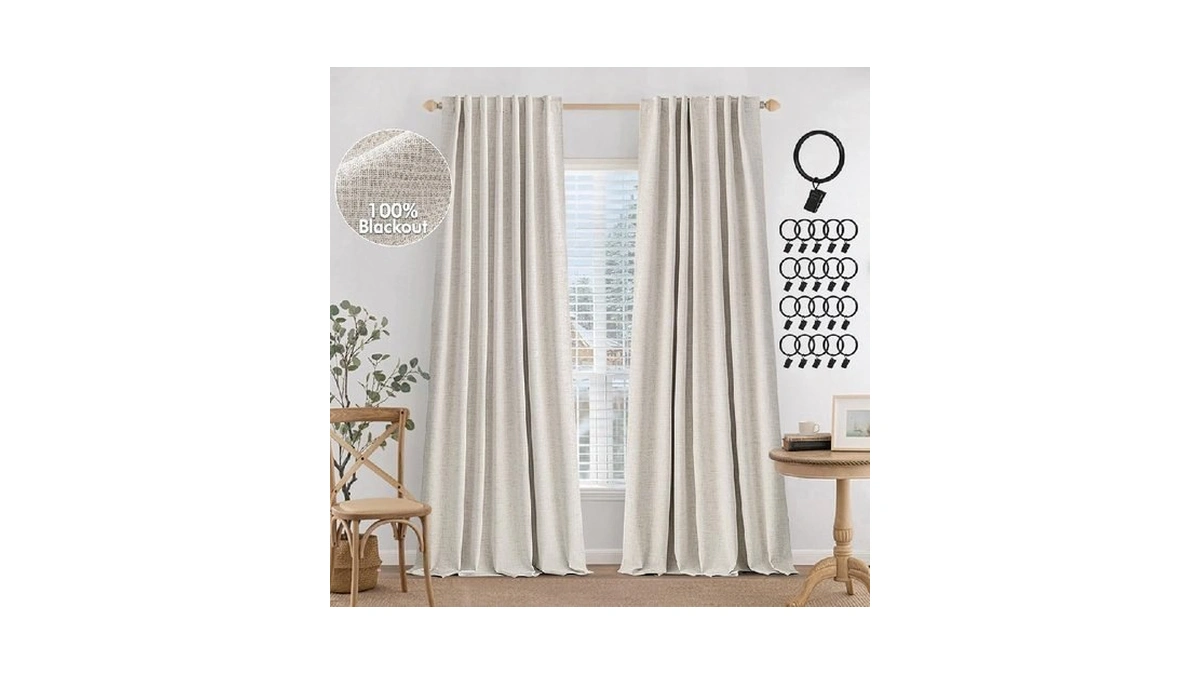 Miulee 100% Blackout Curtains Linen Curtains & Drapes W52xl84 Inch,