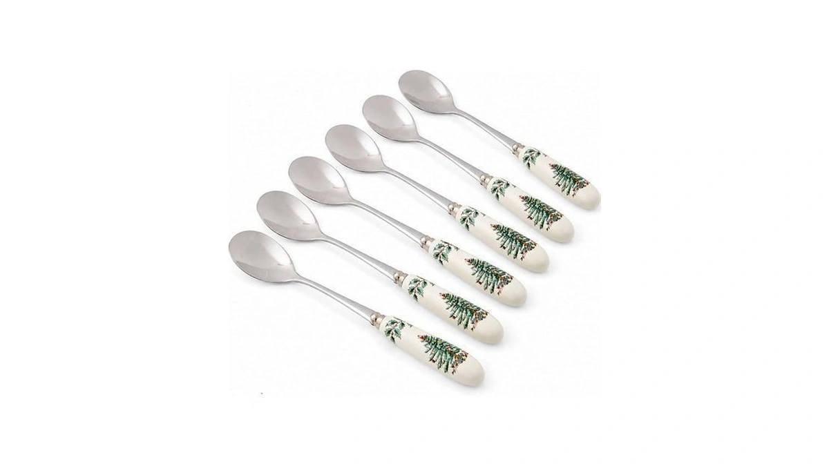 Spode Christmas Tree Teaspoons – Set Of 6, Holiday Silverware