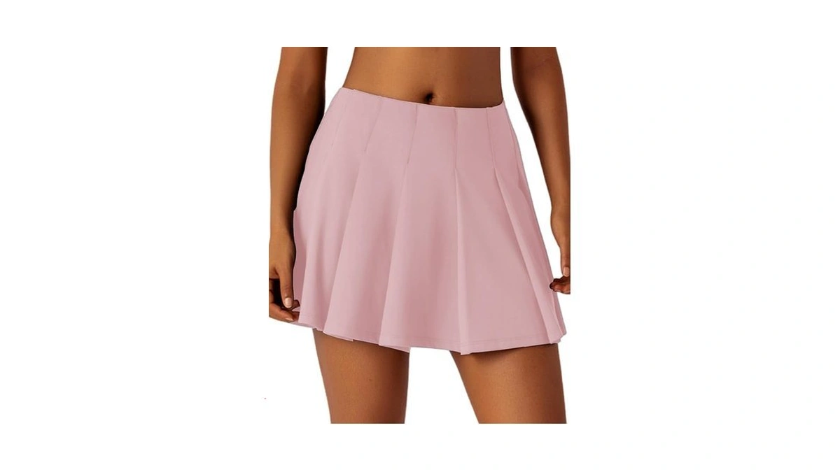 Leapstride Women's Pleated Skort With Left Leg Storage Shorts, Compressive