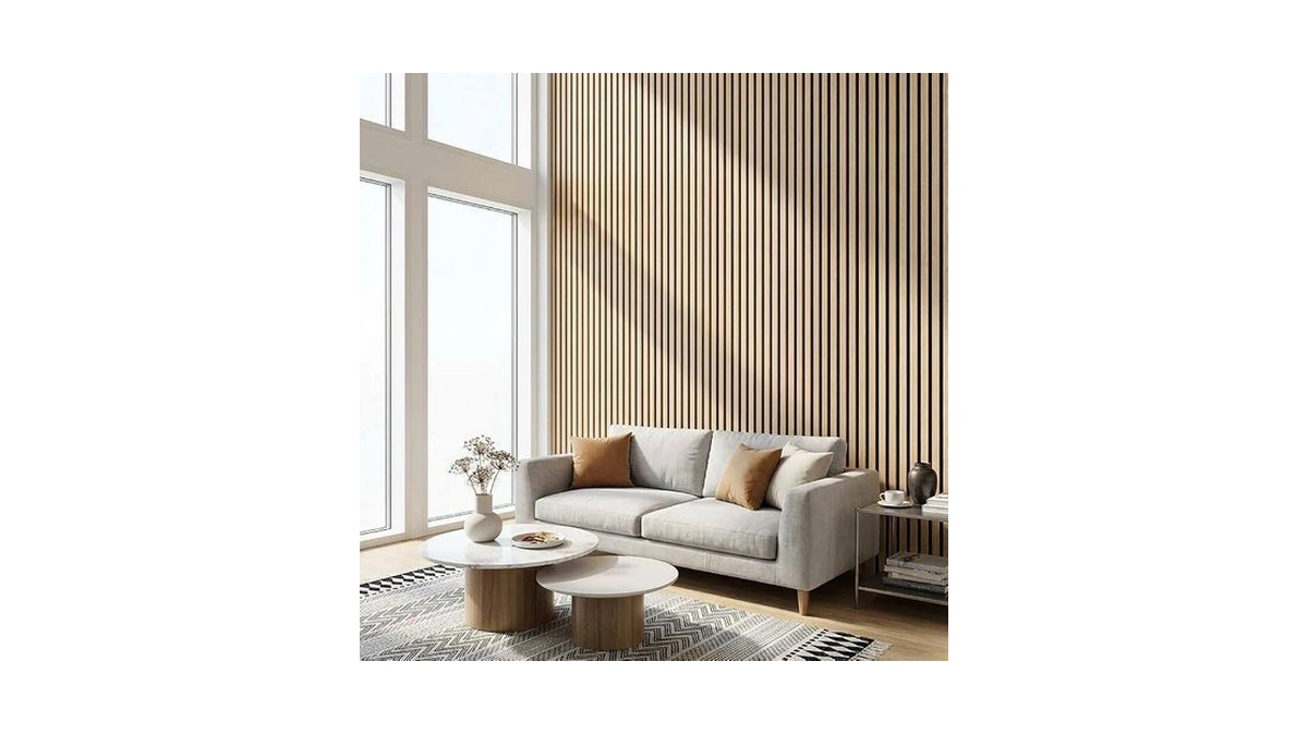 Acoustic Wall Panels, 2 Pack Wood Slat Wall Panel, Soundproof