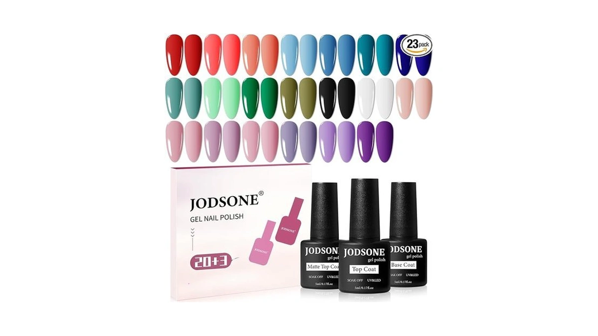 Jodsone 23 Pcs Gel Nail Polish Set With Base Glossy