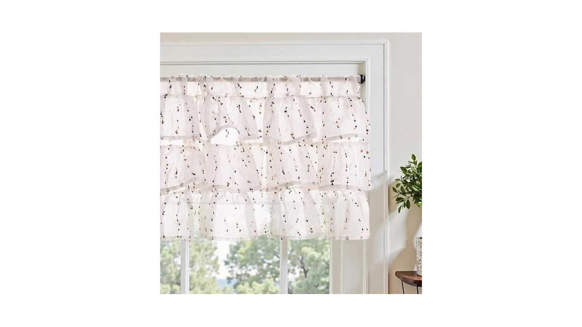 Jinchan Mini Pom-pom Ruffled Valance For Windows 18 Inch 2