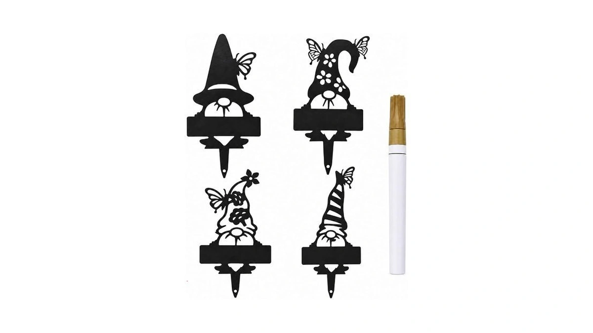 4 Pack Garden Gnomes Plant Markers For Outdoor Herb Label