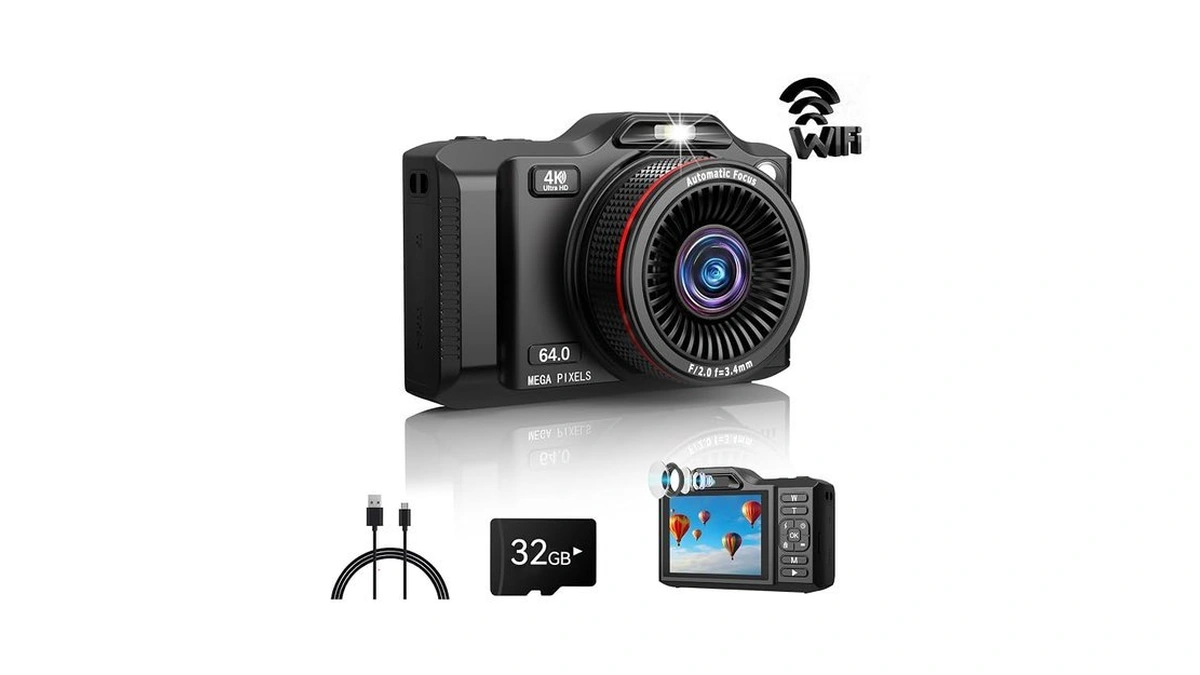 Razplyn Digital Camera,4k 64mp Autofocus Vlogging Camera With Dual Lens,18x