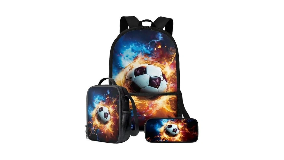 Talayituse Soccer Fire Pattern Kids Backpack For Boys Girls, Preschool