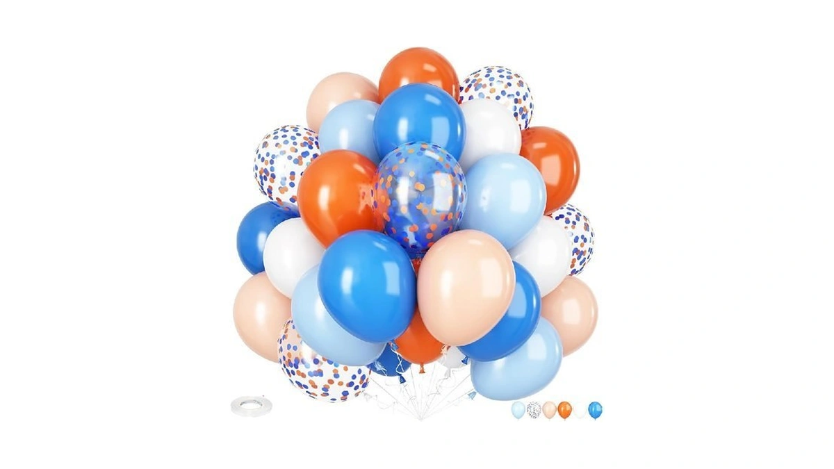 Orange And Blue Balloon, 12 Inch Blue White Orange Balloons