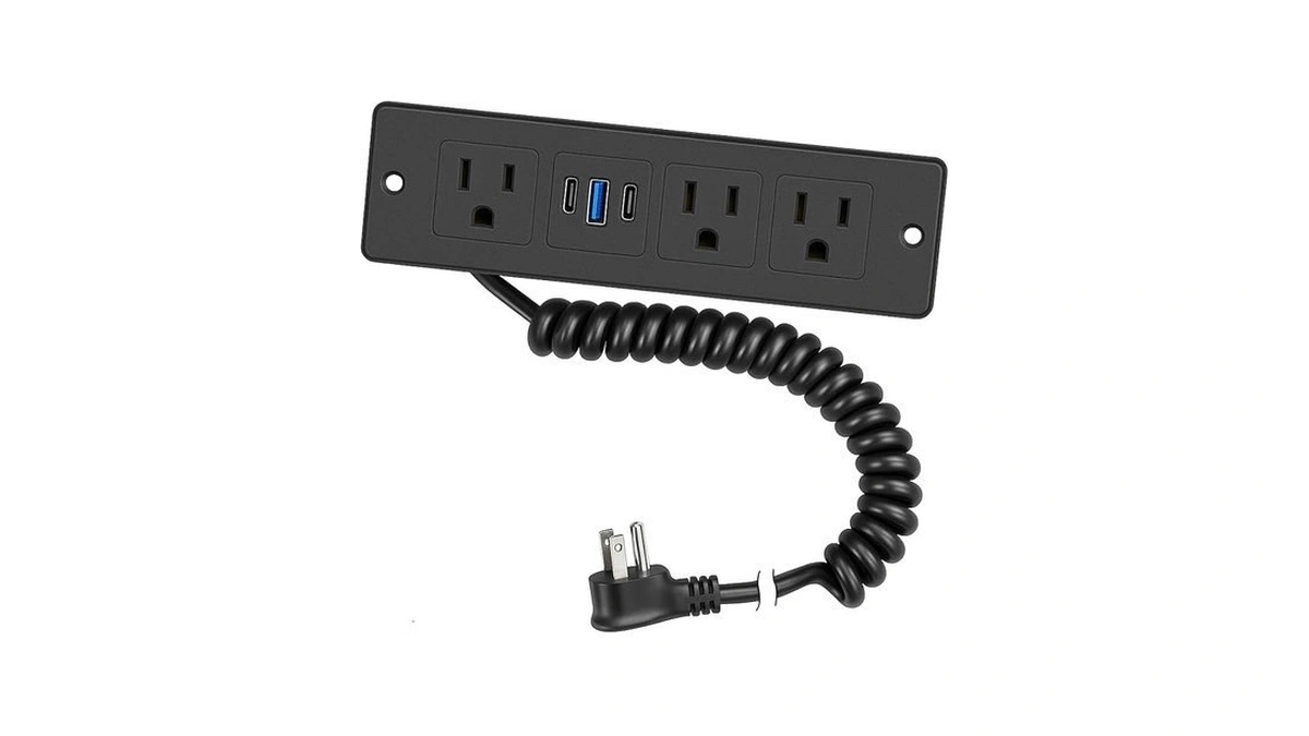Recessed Power Strip, 20w Usb-c Spring Cord Drawer Outlet, 6ft,