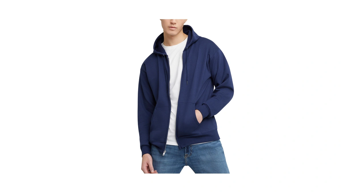 Hanes Men's Full-zip Eco-smart Hoodie, Navy, X-large