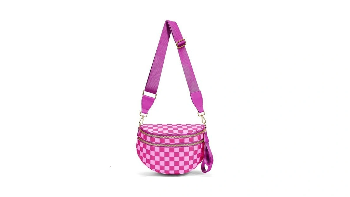 Hibear Checkered Crossbody Bag Spacious Bum Bags For Women Nylon