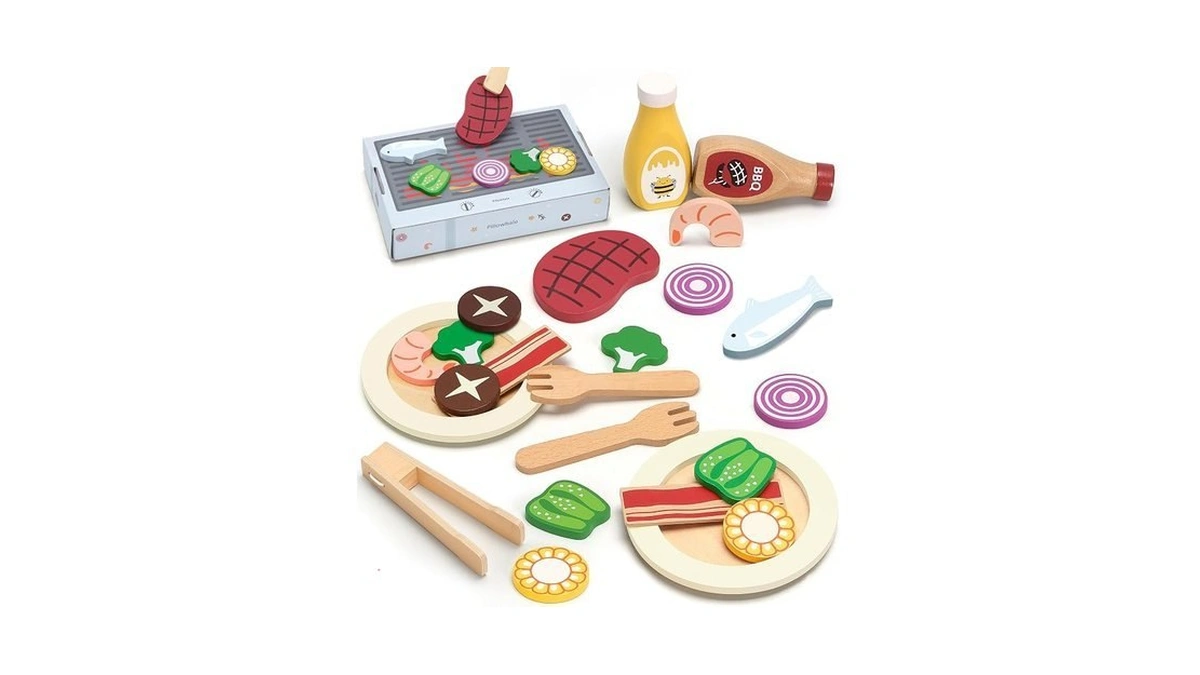 Pillowhale Wooden Play Food, Play Kitchen Accessories For Kids Ages