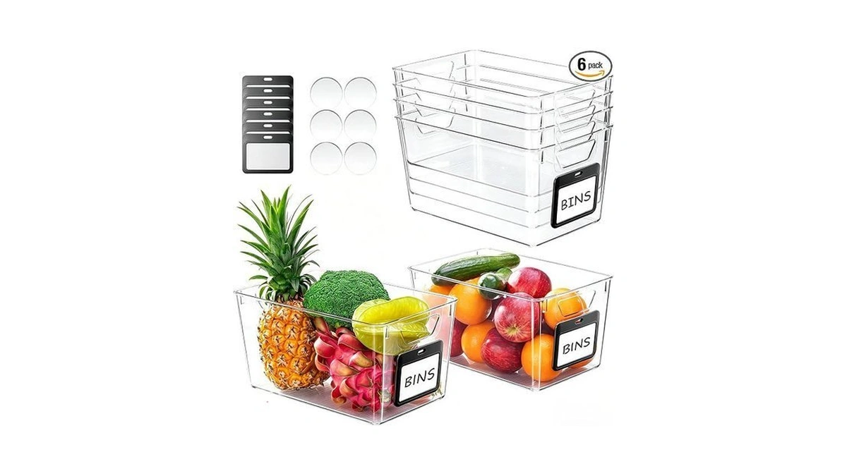 Icasa 6-pack Clear Fridge Organizers And Storage Bins Container With