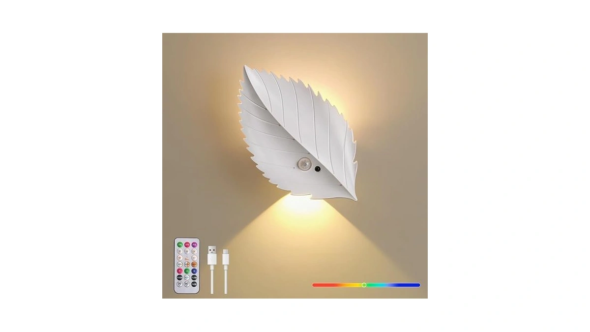 Dexulesa Motion Sensor Wall Light With Remote Control, 10 Rgb