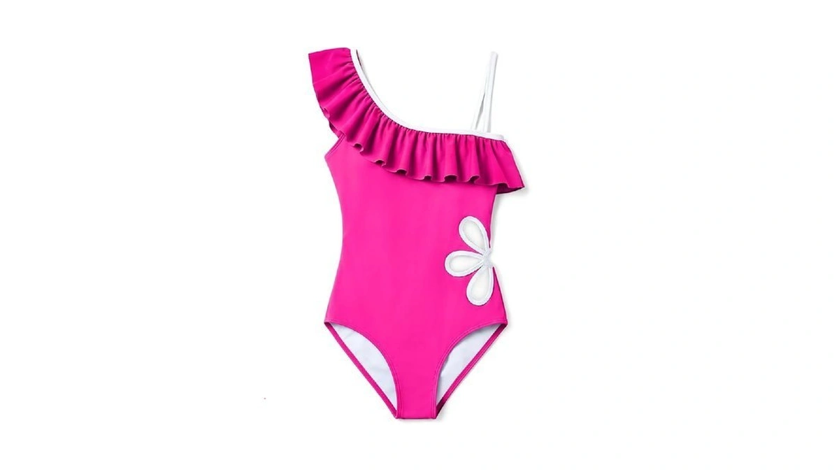 Niknio Girls One Piece Swimsuit One Shoulder Ruffle Bathing Suit