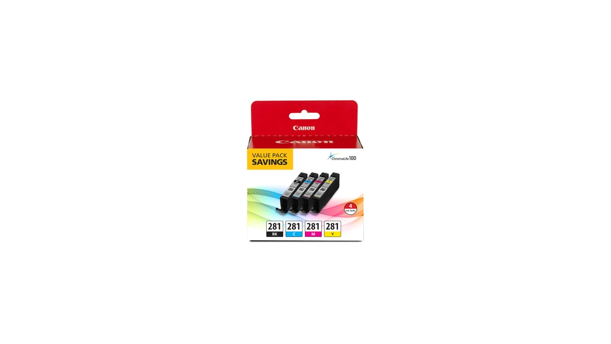 Canon Cli-281 Black, Cyan, Magenta And Yellow 4 Ink Pack,