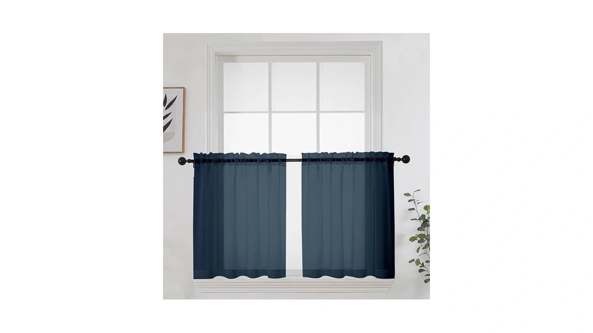 Owenie Short Sheer Curtains 24 Inches Long 2 Panels For