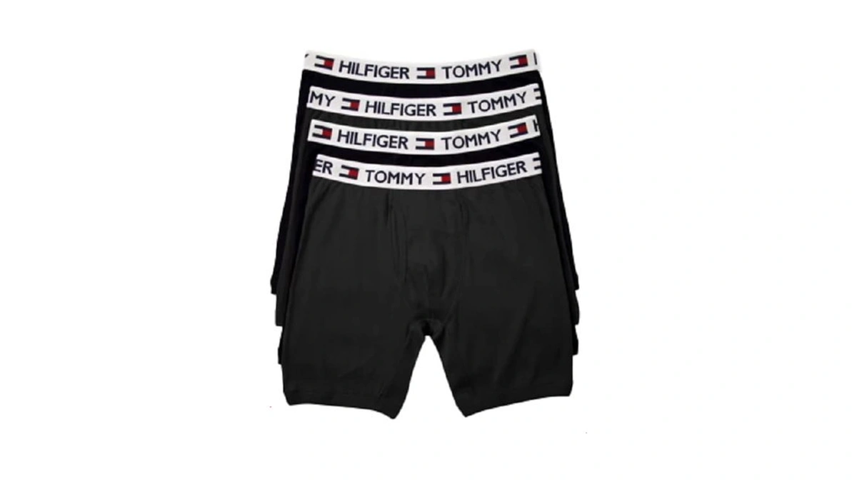 Tommy Hilfiger Men's 4 Pocket Boxer Brief, Black, Large