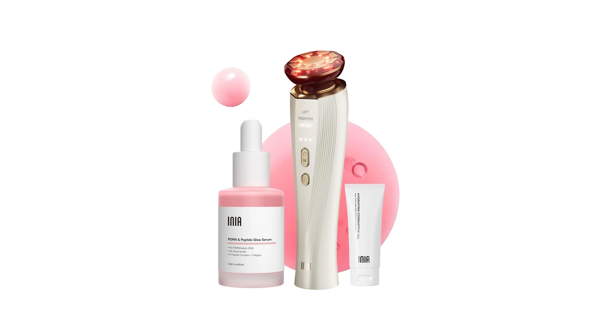 Inia Flare 3-in-1 Microcurrent Facial Device Red Light Therapy For