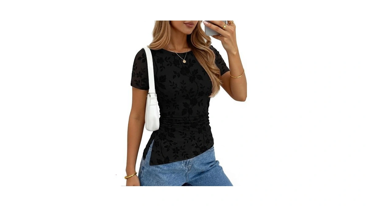 Zesica Floral Mesh Tops