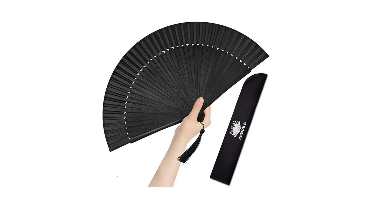 Amazon code: Kezkals Folding Hand Fan, Black Hand Fan