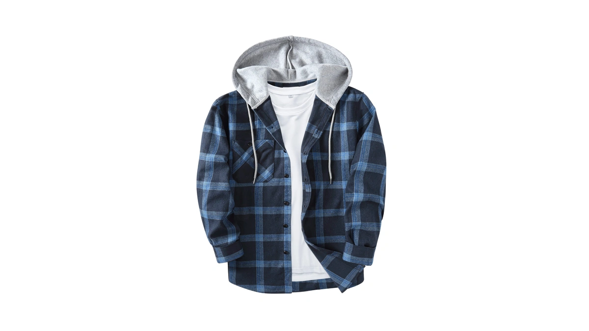Scodi Mens Flannel Hoodie Shirt Casual Button Down Plaid Long