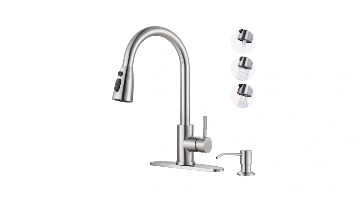 Wowow Kitchen Faucet With Soap Dispenser: 304 Stainless Steel Kitchen