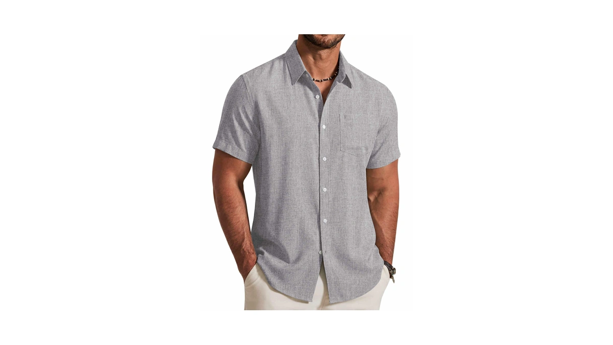 Coofandy Mens Summer Tetured Shirts Wrinkle F...
