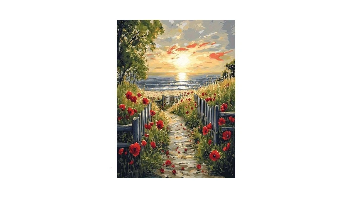Hhmatits Seaside Path Diamond Art Kits For Adults 12x16in