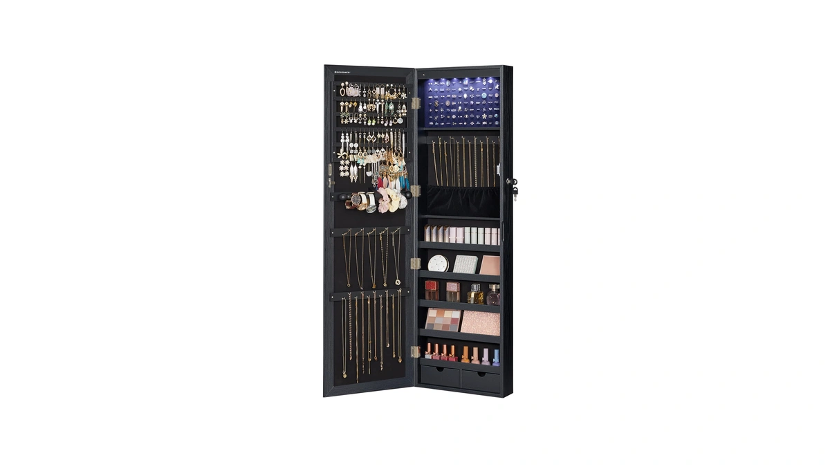 Amazon : Songmics 6 Leds Mirror Jewelry Cabinet,