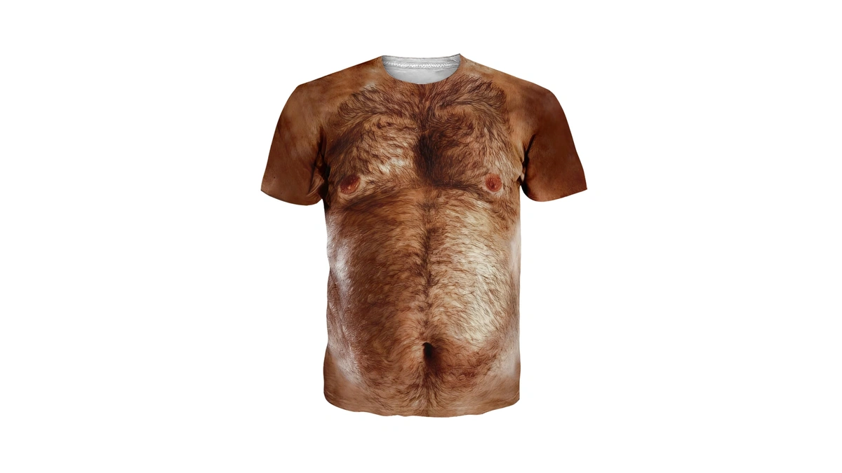Fanient Hairy Chest For Mens T-shirts Funny Graphics Crewneck Pattern