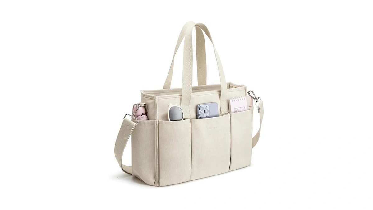 G4free Canvas Tote Bag With Pockets, Medium Size Crossbody Work