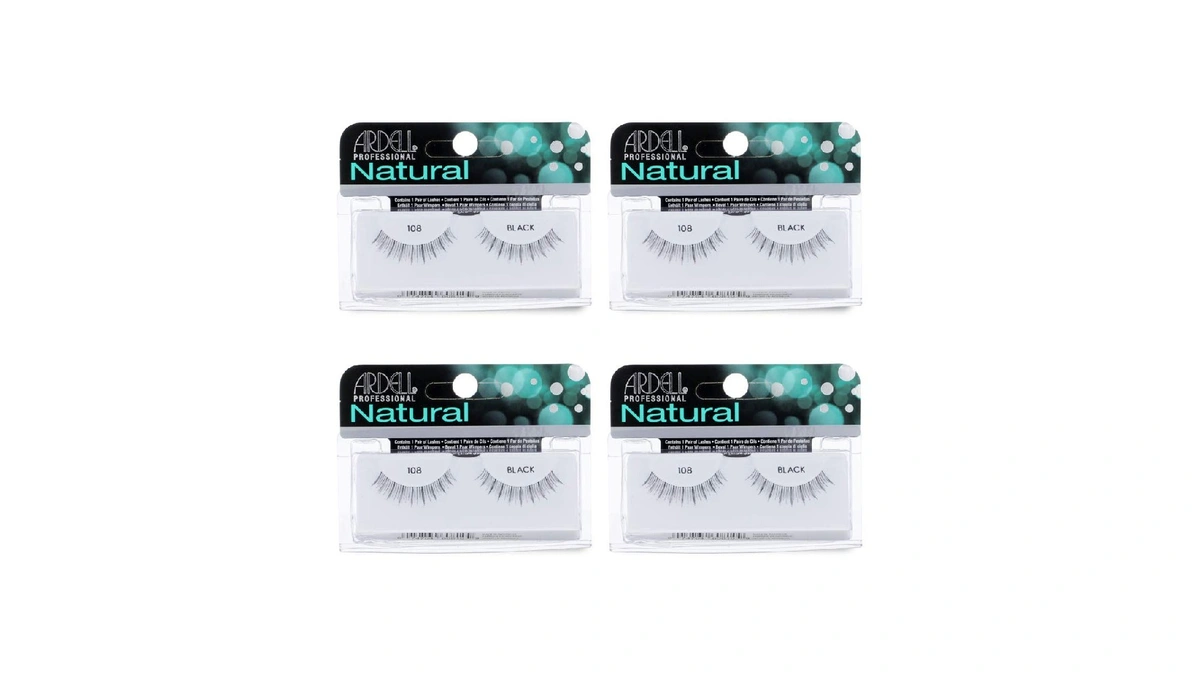Ardell False Eyelashes 108 - Black, Lightweight, Reusable Strip Lashes