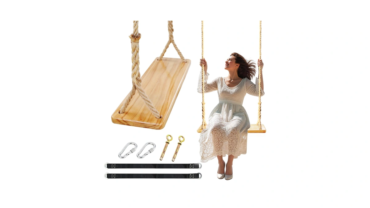 Hanging Wooden Swing For Adult For Indoor Out...
