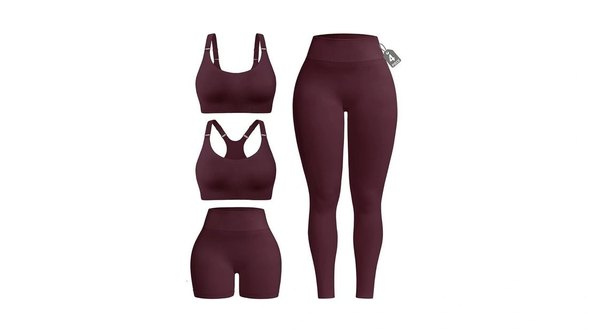 Leviace 4 Pcs Ribbed Workout Sets For Women Gym Sets