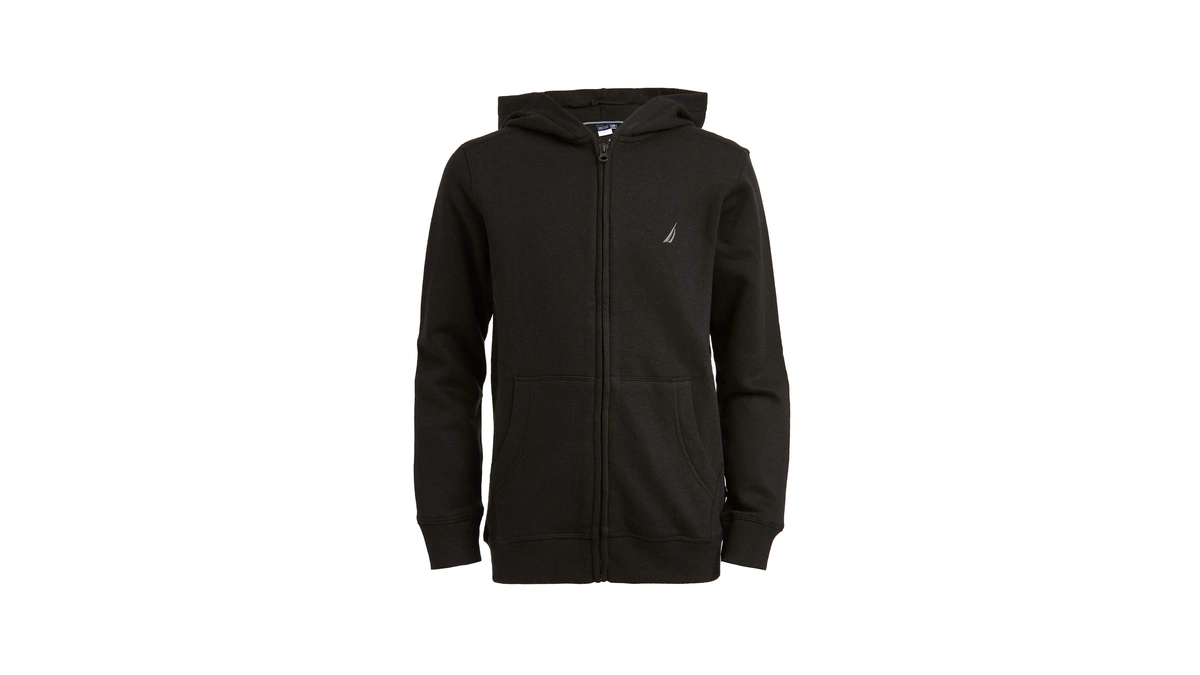 Nautica Boys Fleece Zip-up Hoodie Hooded Sweatshirt, Black, 10 12