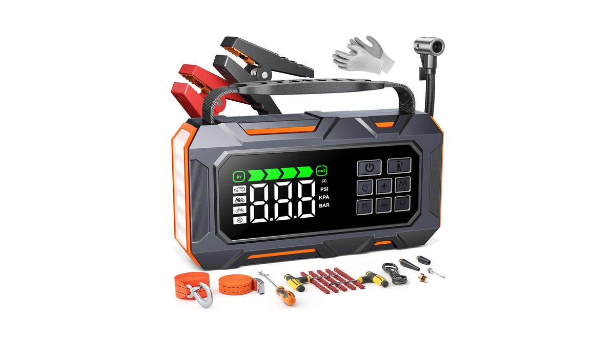 Trekure 16-in-1 8000a Car Battery Jump Starter With Air Compressor