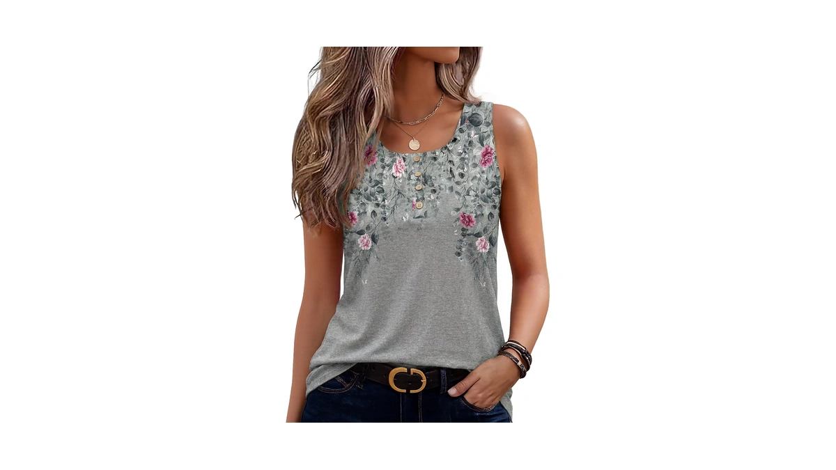 Zeagoo Womens Tank Tops Summer Sleeveless Tops Loose Button Henley
