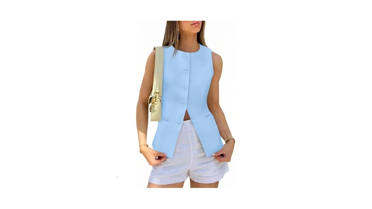 Tankaneo Womens Tweed Sleeveless Vest Button ...