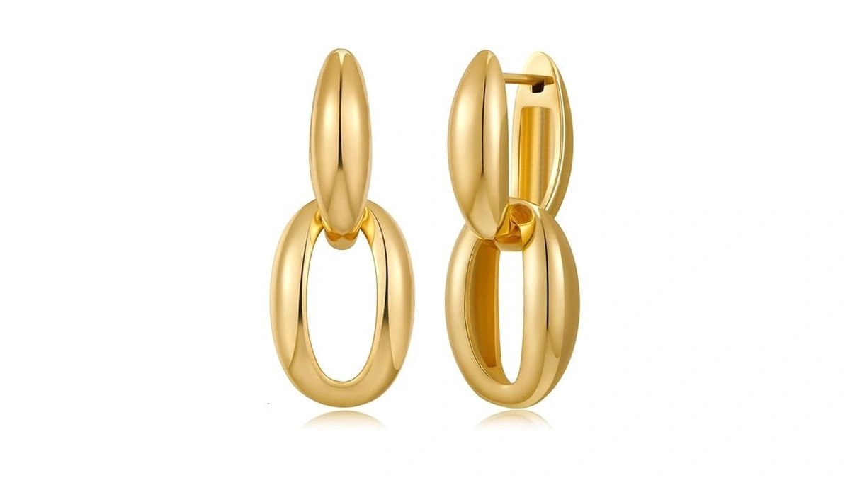 Famarine Gold Hoop Dangle Earrings For Women Gold Drop Huggie
