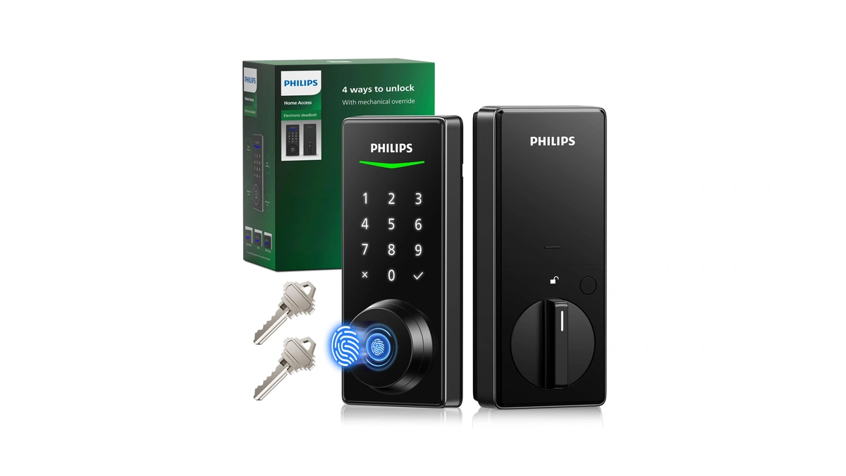 Philips Fingerprint Keyless Entry Door Lock, Electronic Door Lock With