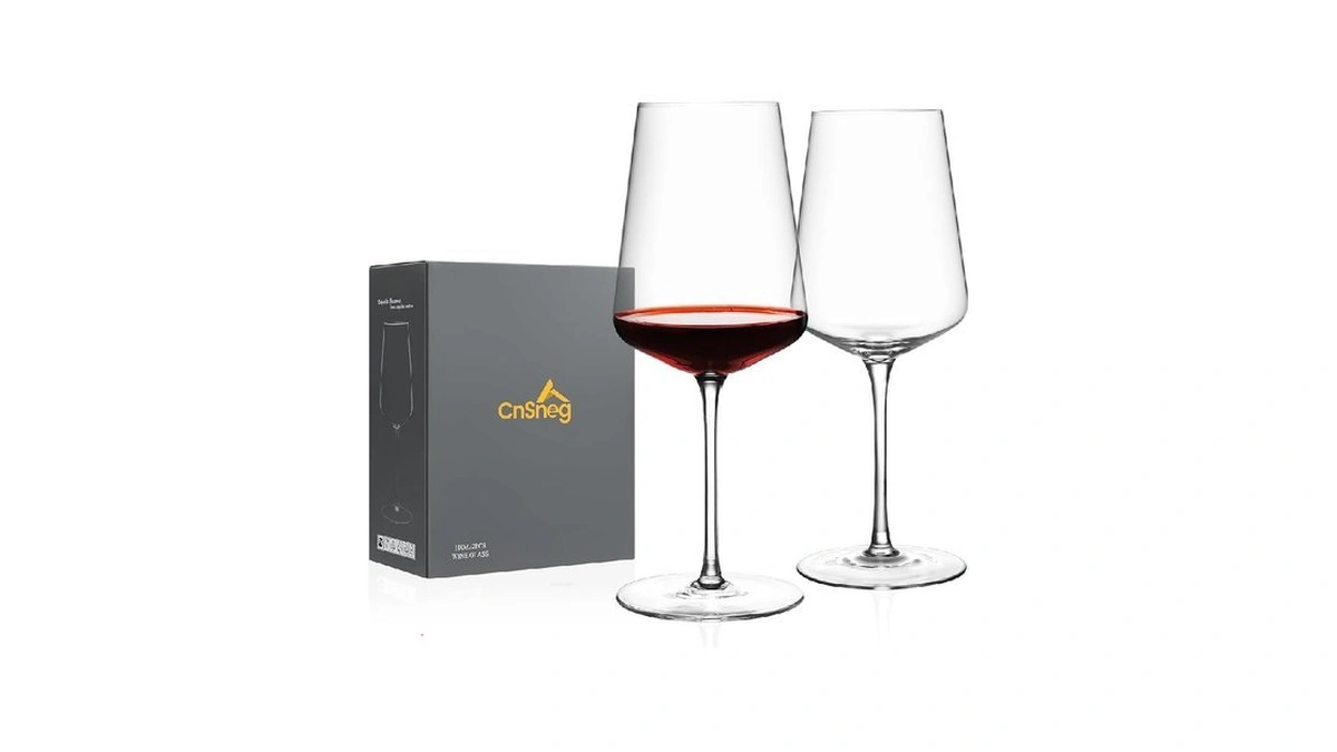 Cnsneg Crystal Wine Glasses Set Of 2, Hand Blown Red