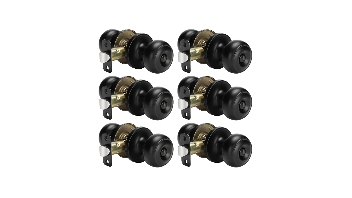 Haidms 6 Pack Matte Black Door Knobs Interior Privacy, Black