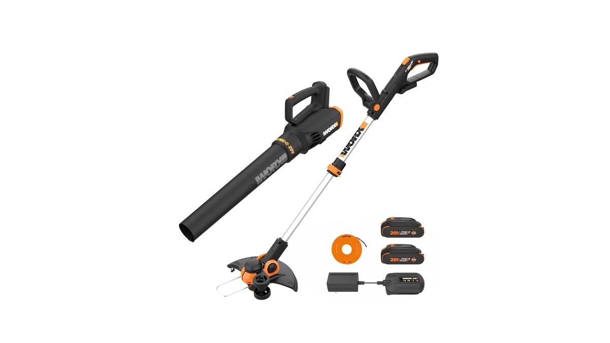 Worx 20v 12" Cordless String Trimmer & 360cfm Leaf Blower