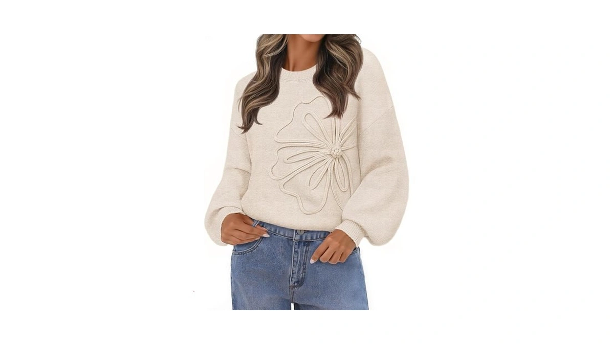 Merokeety Women's Fall Floral Cute Sweaters Winter Trendy Oversized Tops