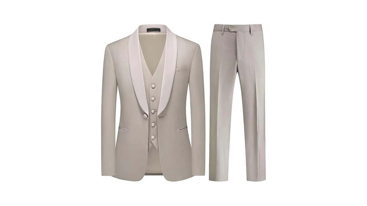 Champagne Suit For Men 3 Piece Slim Fit Tuxedo Suit