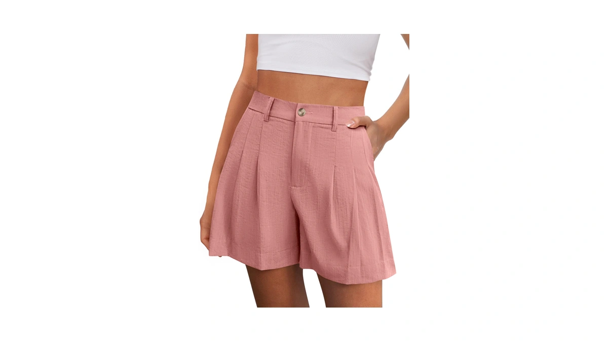 Womens Shorts Dressy Casual High Waisted Wide Leg Trousers,pink,xl