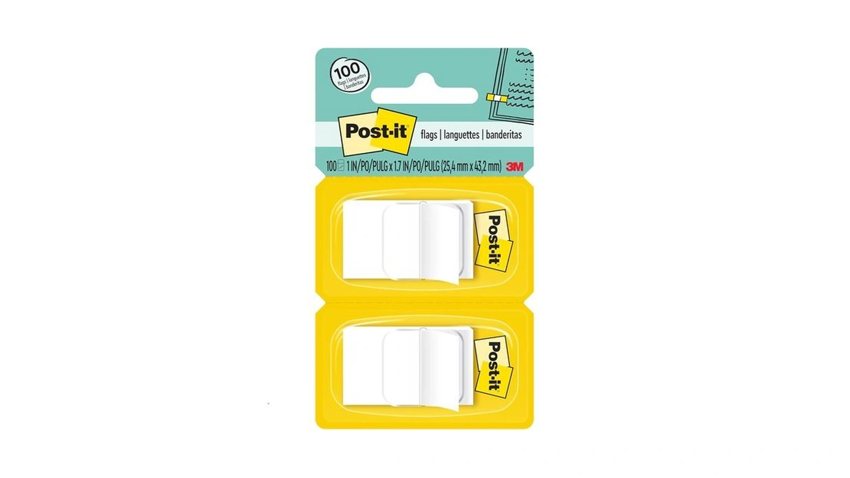 Post-it Flags, 1 X 1.7 In, White, 2 Dispensers, 50