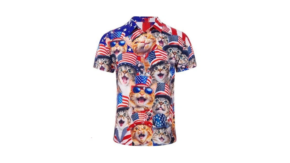 Goodstoworld Men Novelty Hawaiian Button Down...