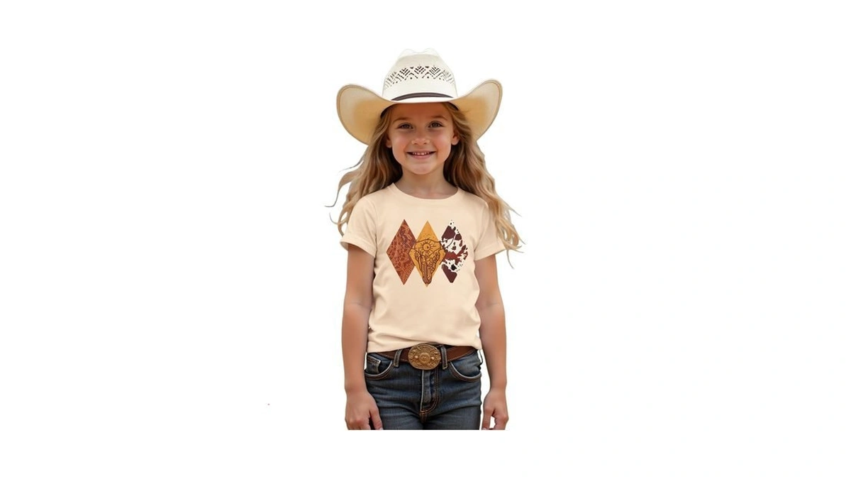 Modntoga Toddler Baby Girl Rodeo Cow Skull Shirt Retro Cowgirl
