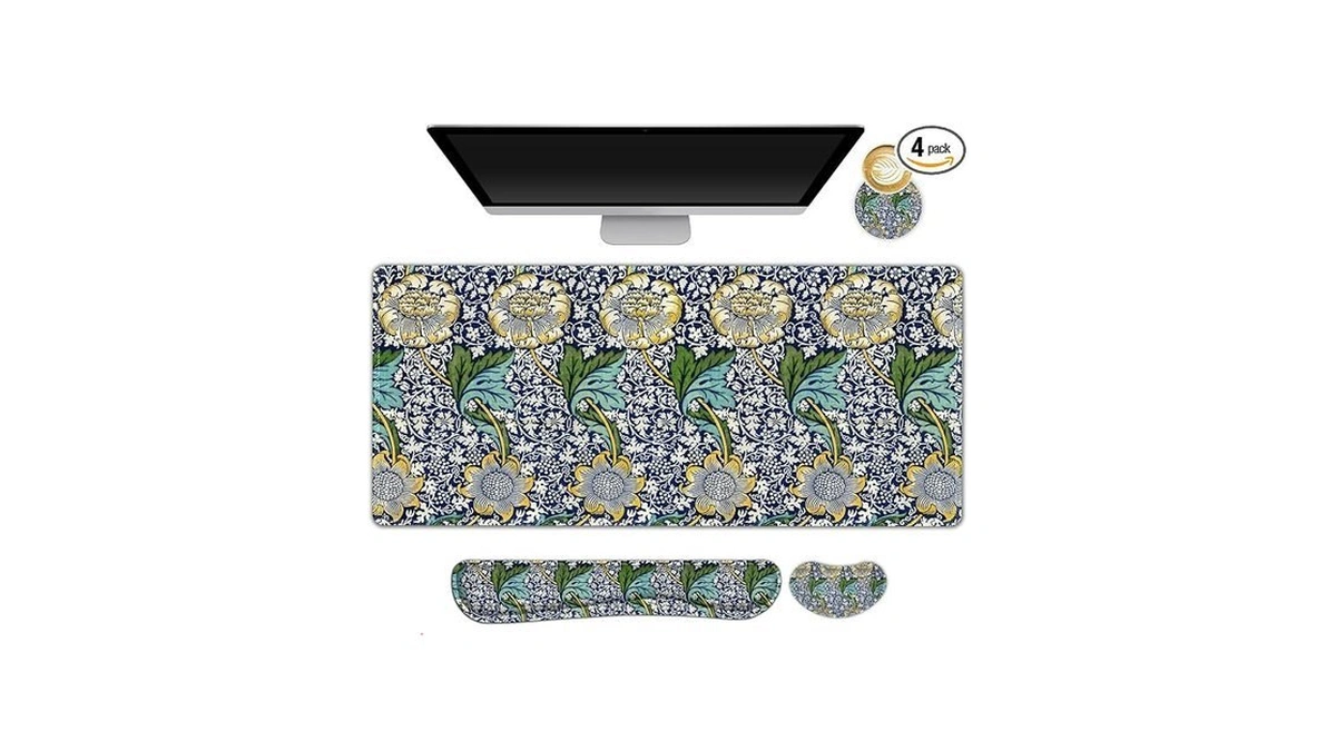 Dinky Large Mouse Pad And Keyboard Wrist Rest Set, Extended